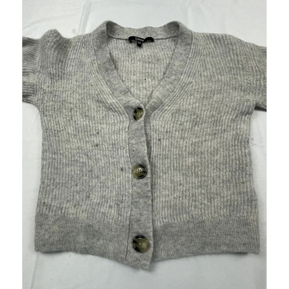 Quince Alpaca Wool Cropped Cardigan Sweater Womens Medium Ivory Quiet Luxury